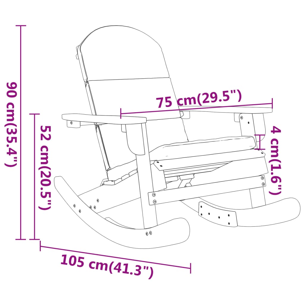 vidaXL Fauteuil à bascule Adirondack avec coussin Bois d'acacia massif