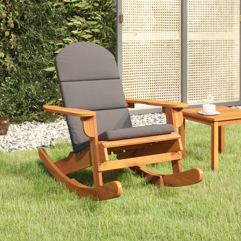 vidaXL Fauteuil à bascule Adirondack avec coussin Bois d'acacia massif