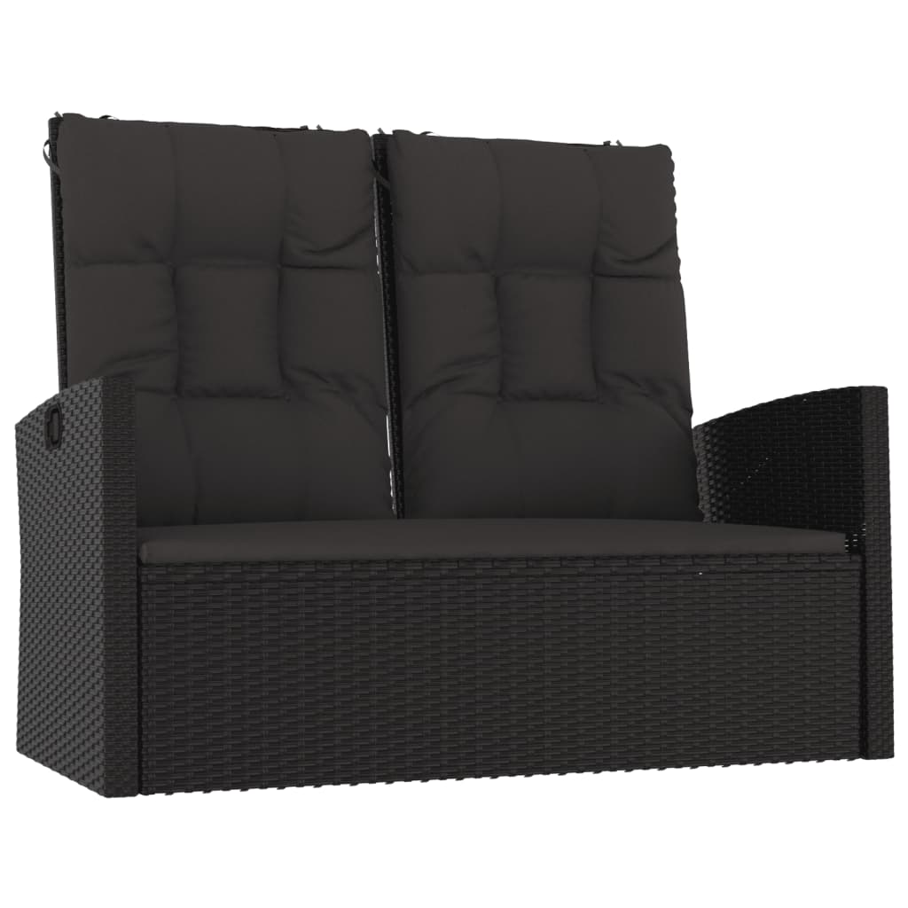 vidaXL Salon de jardin 4 pcs avec coussins Noir Résine tressée