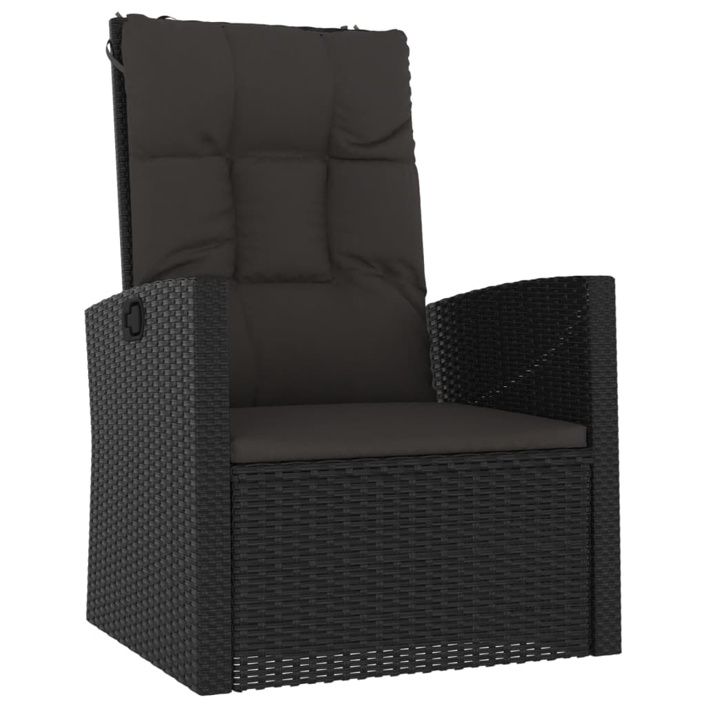 vidaXL Salon de jardin 4 pcs avec coussins Noir Résine tressée