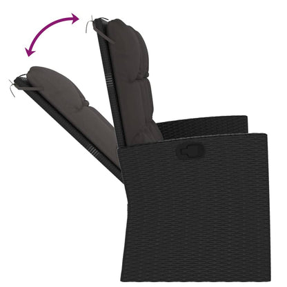 vidaXL Salon de jardin 4 pcs avec coussins Noir Résine tressée