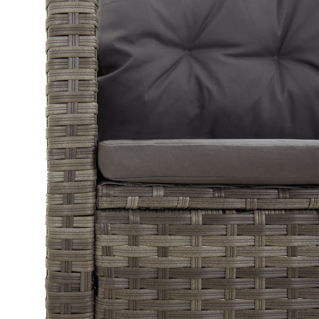vidaXL Canapé d'angle avec fonction de lit et coussins Gris Résine Tressée