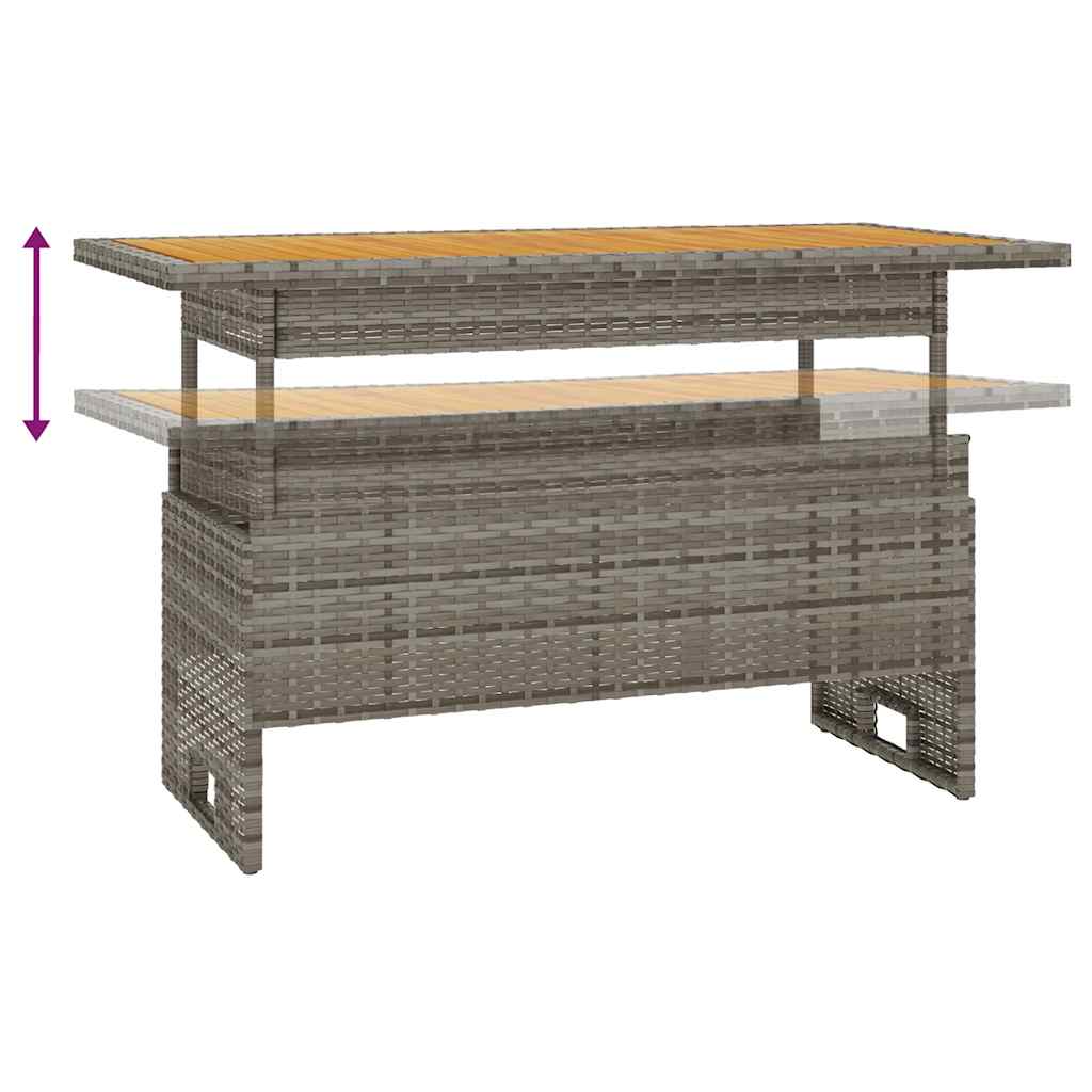 vidaXL Gartentisch Grau 100x50x43/63 cm Akazienholz & Poly Rattan