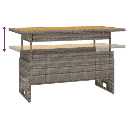 vidaXL Gartentisch Grau 100x50x43/63 cm Akazienholz & Poly Rattan