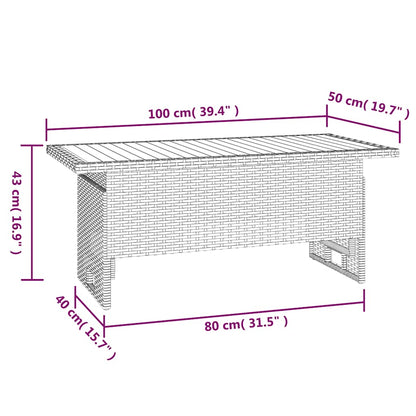 vidaXL Gartentisch Grau 100x50x43/63 cm Akazienholz & Poly Rattan