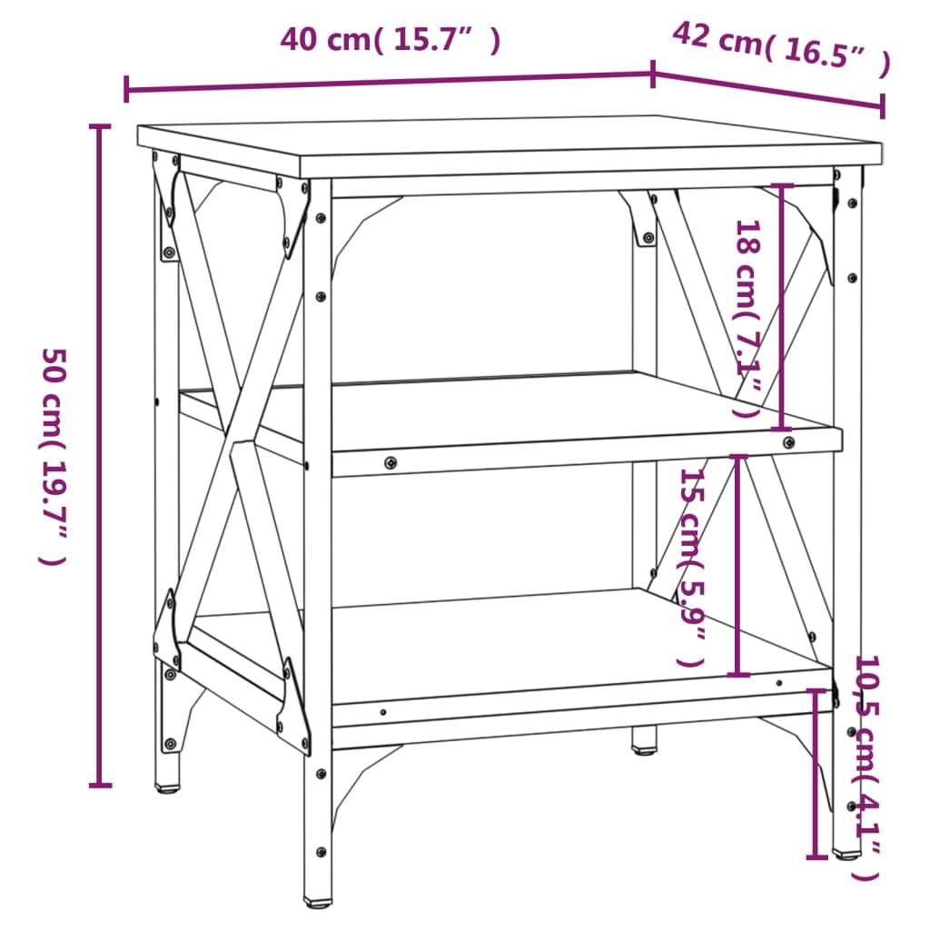 vidaXL Table d'appoint noir 40x42x50 cm Aggloméré