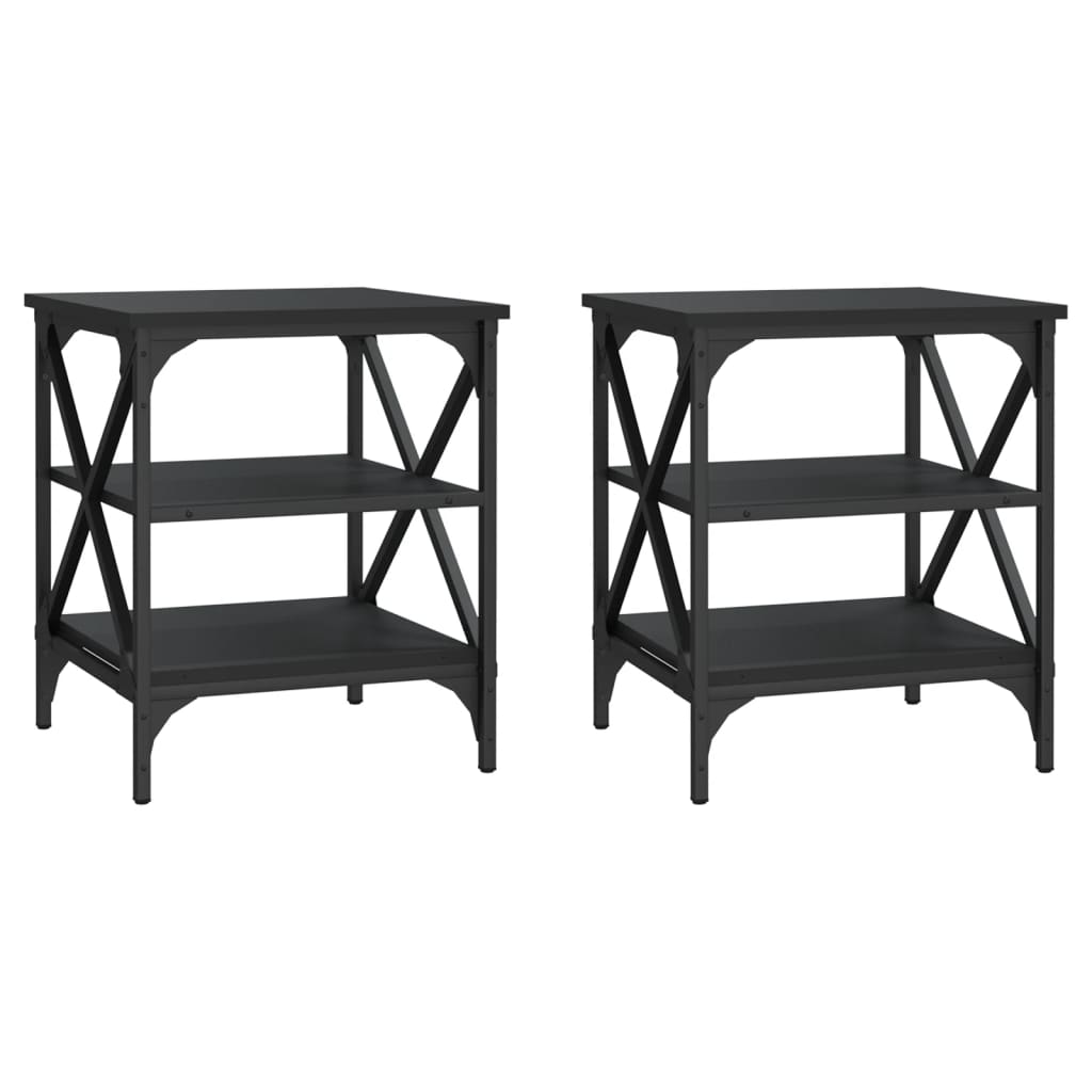 vidaXL Tables d'appoint 2 pcs Noir 40x42x50 cm Bois d'ingénierie