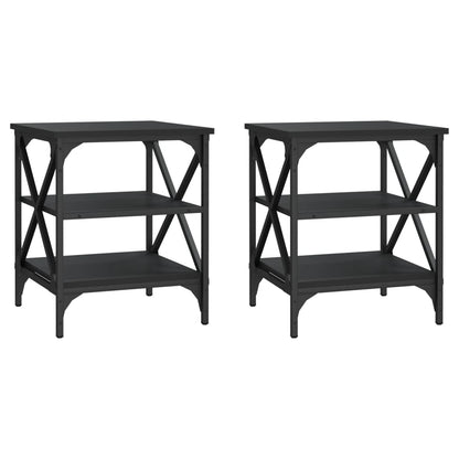vidaXL Tables d'appoint 2 pcs Noir 40x42x50 cm Bois d'ingénierie