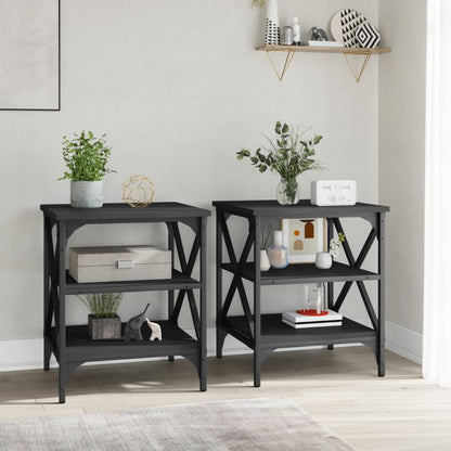 vidaXL Tables d'appoint 2 pcs Noir 40x42x50 cm Bois d'ingénierie