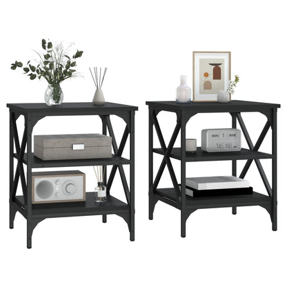 vidaXL Tables d'appoint 2 pcs Noir 40x42x50 cm Bois d'ingénierie