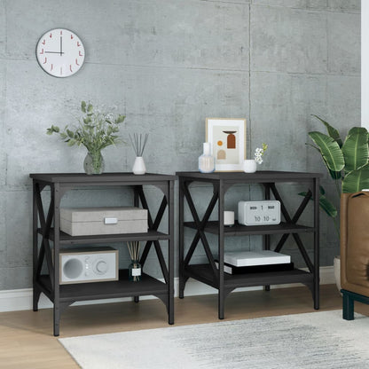 vidaXL Tables d'appoint 2 pcs Noir 40x42x50 cm Bois d'ingénierie