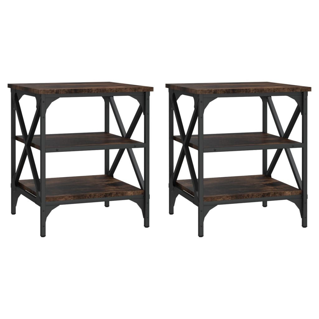 vidaXL Tables d'appoint 2 pcs Chêne fumé 40x42x50 cm Bois d'ingénierie