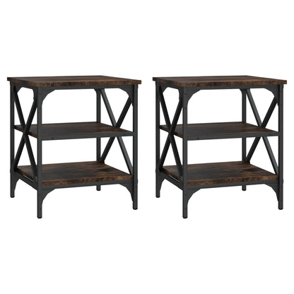 vidaXL Tables d'appoint 2 pcs Chêne fumé 40x42x50 cm Bois d'ingénierie