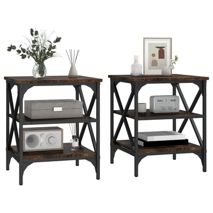 vidaXL Tables d'appoint 2 pcs Chêne fumé 40x42x50 cm Bois d'ingénierie