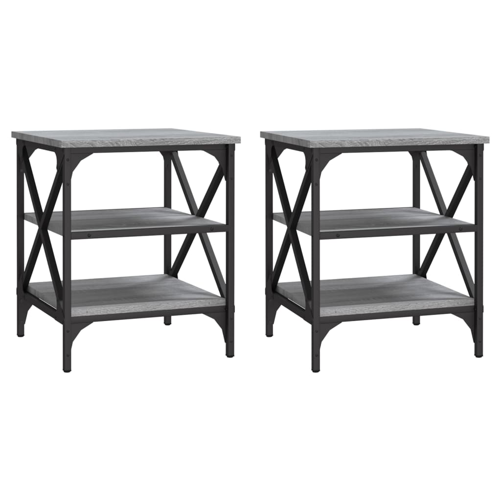 vidaXL Beistelltische 2 Stk. Grau Sonoma 40x42x50 cm Holzwerkstoff