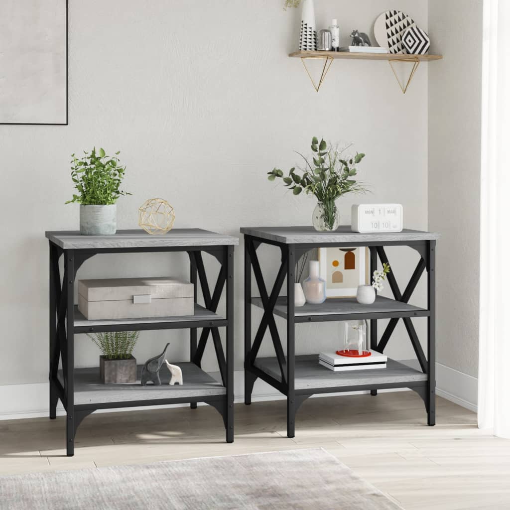 vidaXL Beistelltische 2 Stk. Grau Sonoma 40x42x50 cm Holzwerkstoff