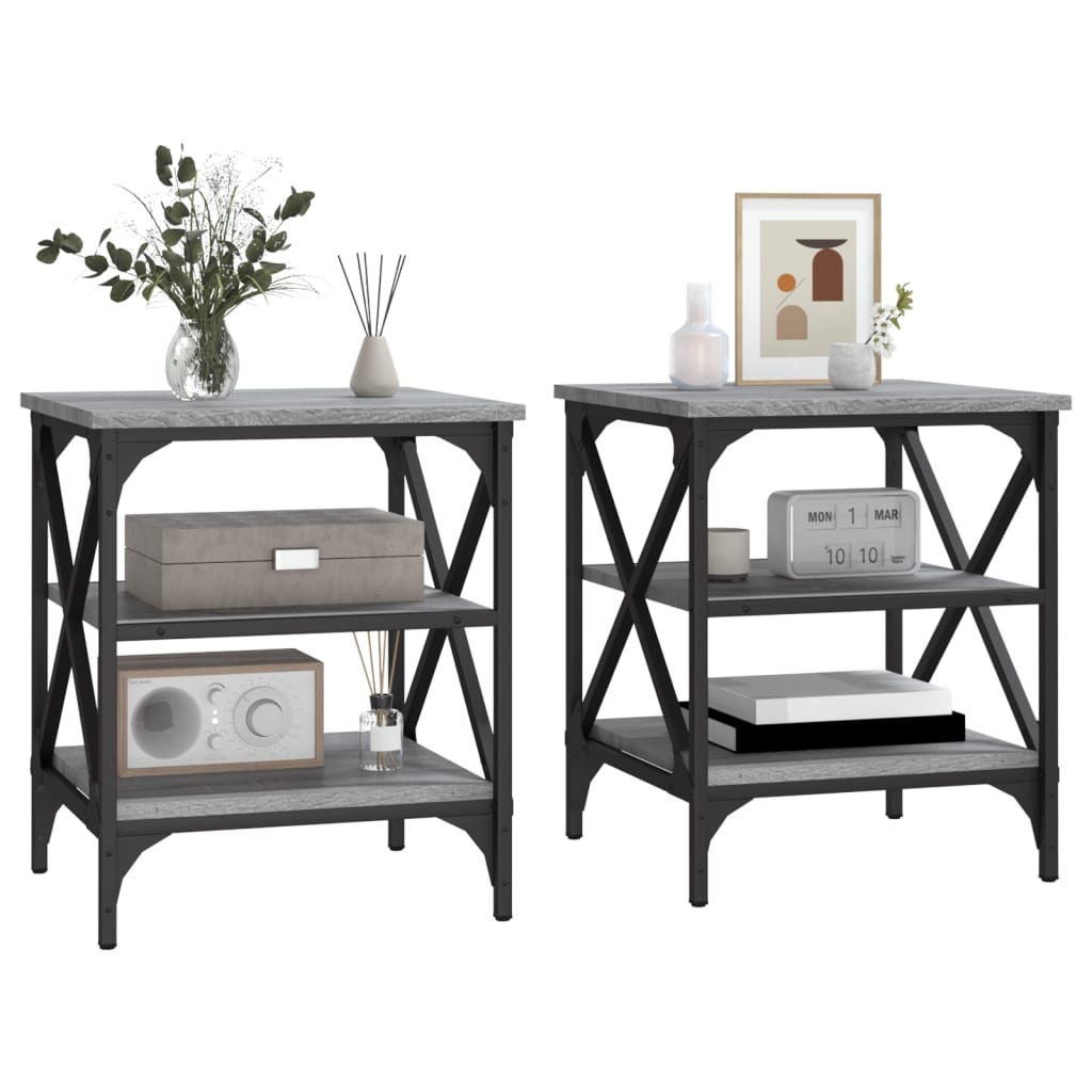 vidaXL Beistelltische 2 Stk. Grau Sonoma 40x42x50 cm Holzwerkstoff