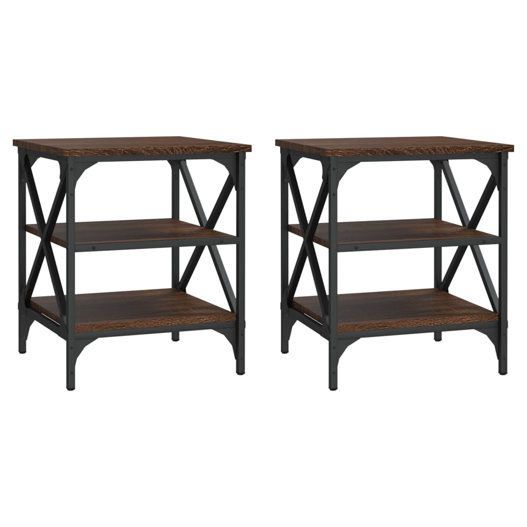 vidaXL Tables d'appoint 2 pcs Marron aspect chêne 40x42x50 cm