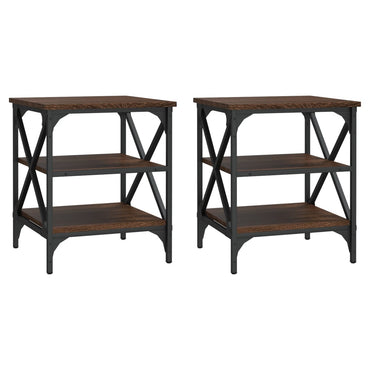 vidaXL Tables d'appoint 2 pcs Marron aspect chêne 40x42x50 cm