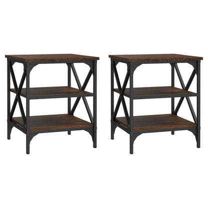 vidaXL Tables d'appoint 2 pcs Marron aspect chêne 40x42x50 cm