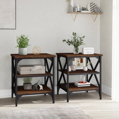 vidaXL Tables d'appoint 2 pcs Marron aspect chêne 40x42x50 cm