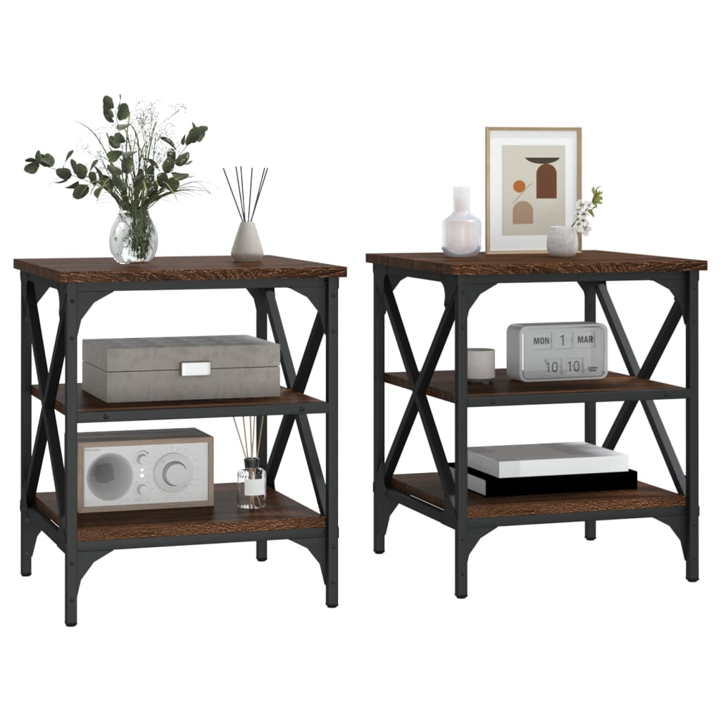 vidaXL Tables d'appoint 2 pcs Marron aspect chêne 40x42x50 cm