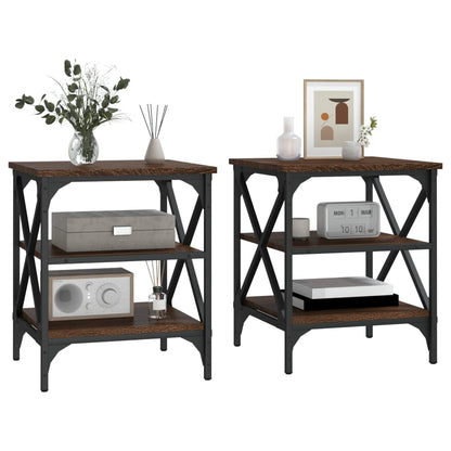vidaXL Tables d'appoint 2 pcs Marron aspect chêne 40x42x50 cm