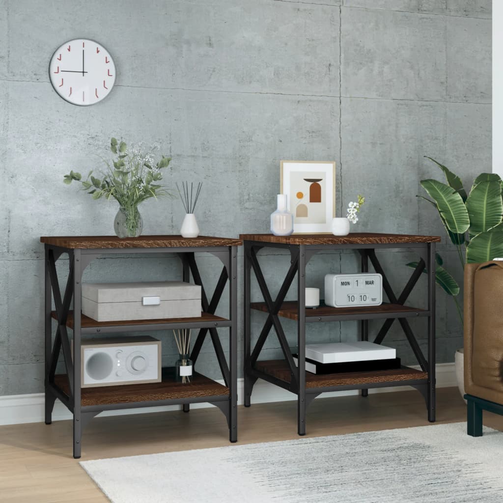 vidaXL Tables d'appoint 2 pcs Marron aspect chêne 40x42x50 cm