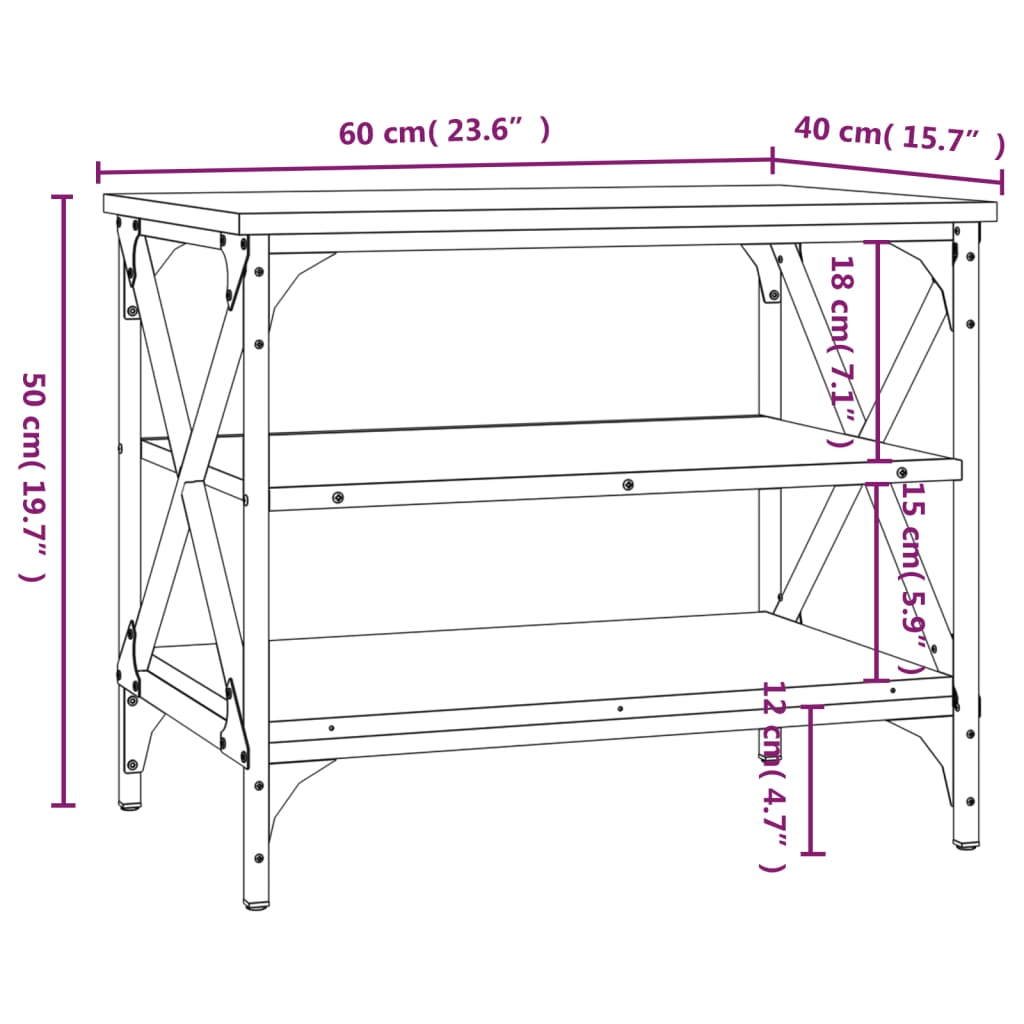 vidaXL Meuble TV Gris Sonoma 60x40x50 cm Bois d'ingénierie