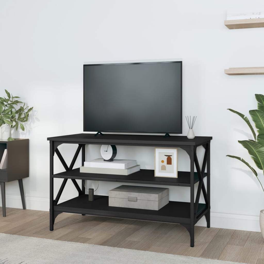 vidaXL Meuble TV Noir 80x40x50 cm Bois d'ingénierie