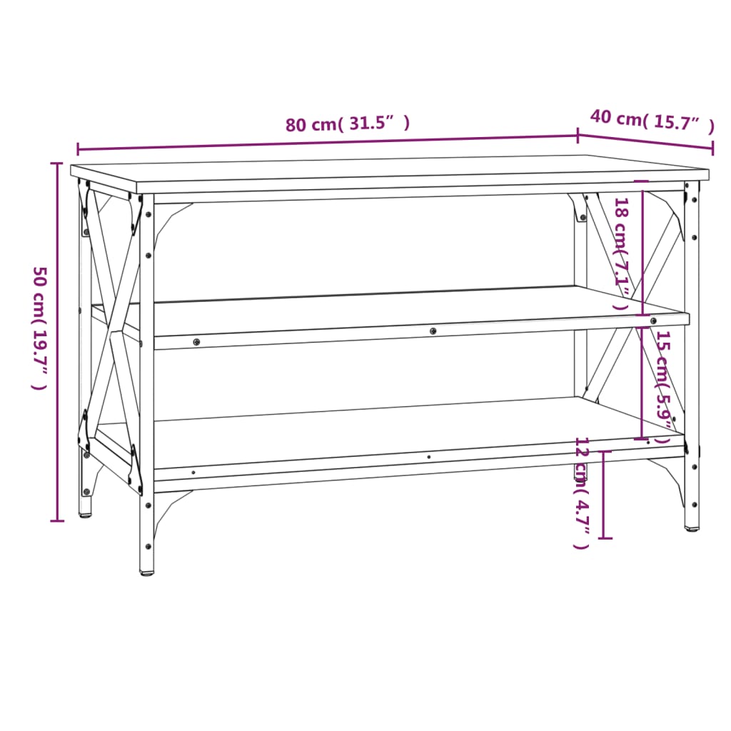vidaXL Meuble TV chêne Sonoma 80x40x50 cm Aggloméré