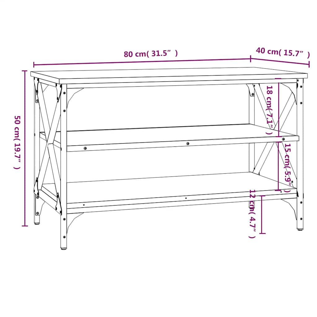 vidaXL Meuble TV gris Sonoma 80x40x50 cm Aggloméré