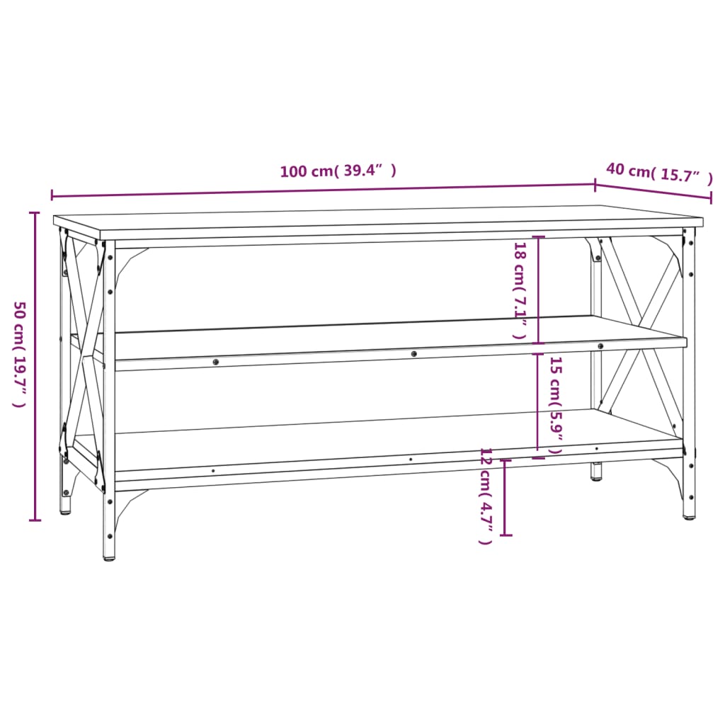 vidaXL TV-Schrank Schwarz 100x40x50 cm Holzwerkstoff