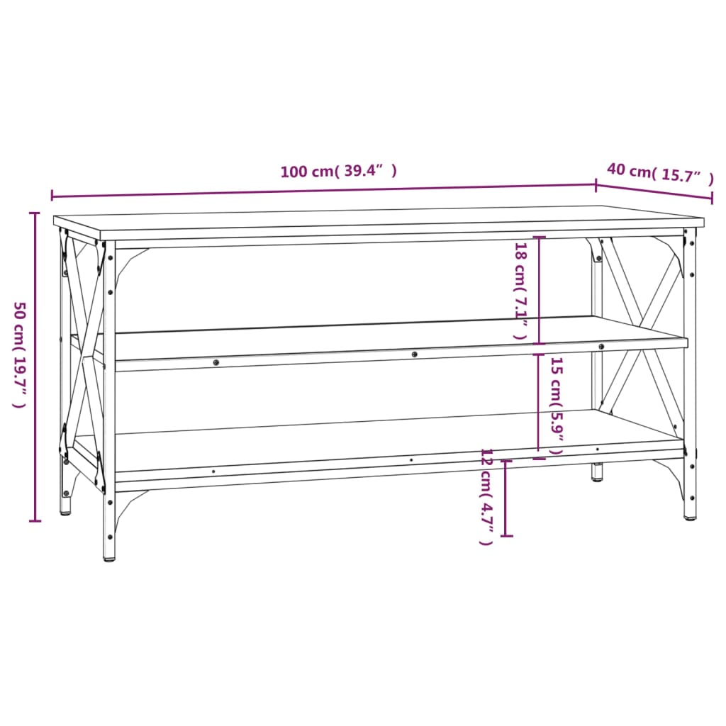 vidaXL Meuble TV marron aspect chêne 100x40x50 cm en bois d'ingénierie
