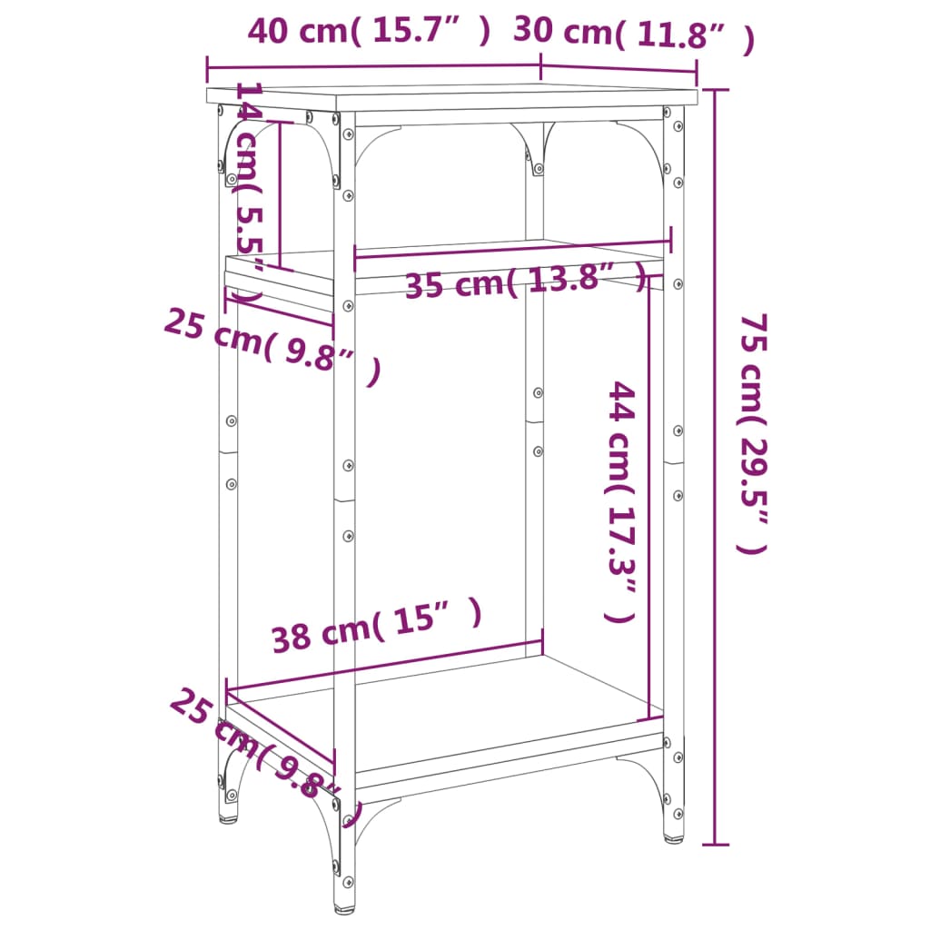 vidaXL Table d'appoint chêne fumé 40x30x75 cm Bois d'ingénierie