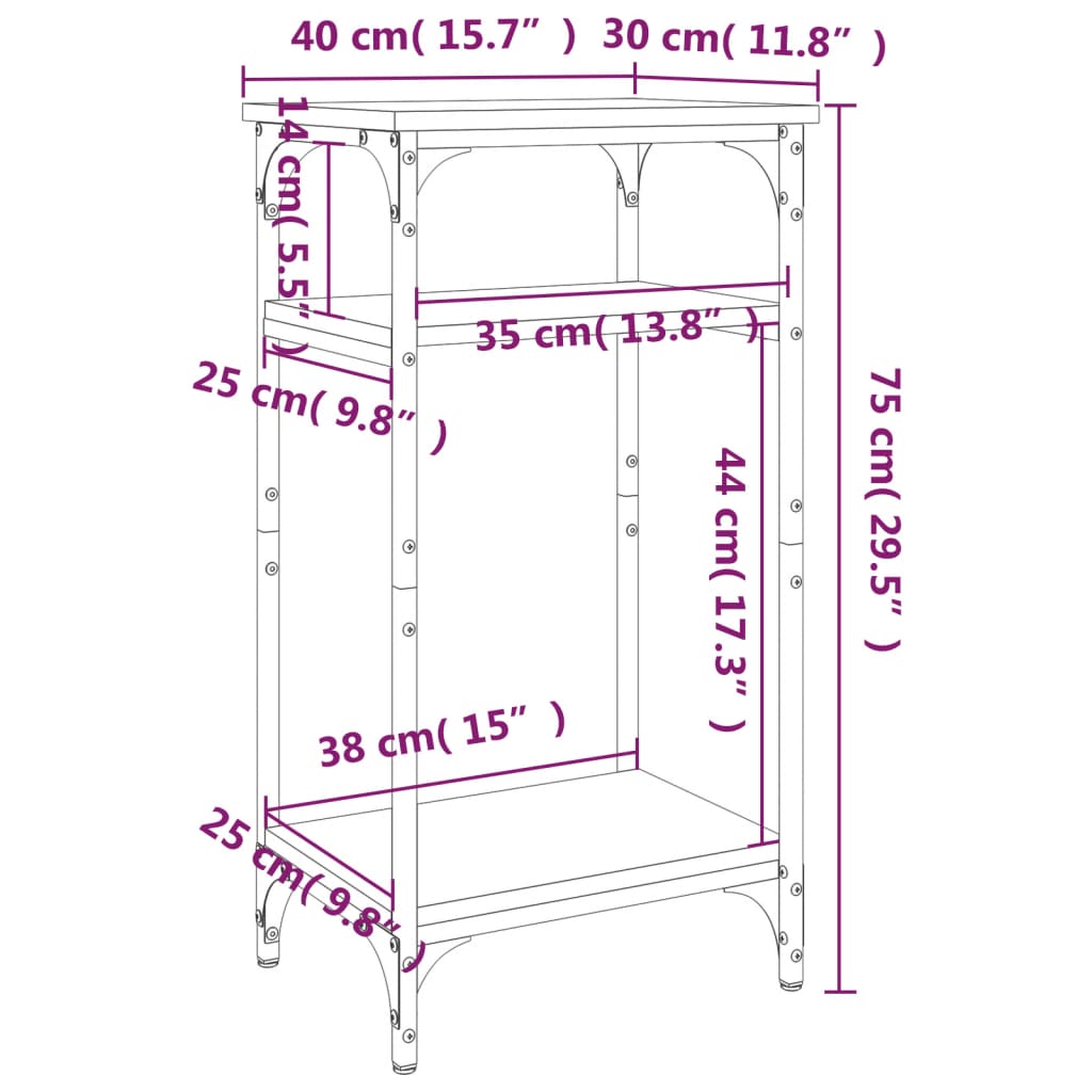 vidaXL Table d'appoint Gris Sonoma 40x30x75 cm Bois d'ingénierie