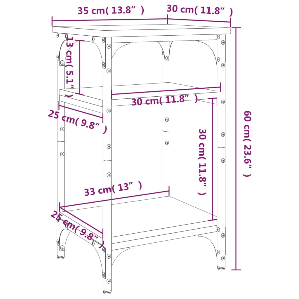 vidaXL Table d'appoint marron aspect chêne 35x30x60 cm bois d'ingénierie