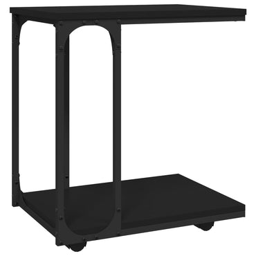 vidaXL Table d'appoint à roulettes Noir 50x35x55,5 cm Bois d'ingénierie