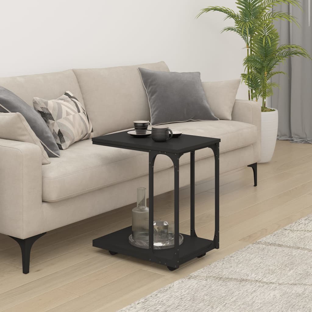 vidaXL Table d'appoint à roulettes Noir 50x35x55,5 cm Bois d'ingénierie