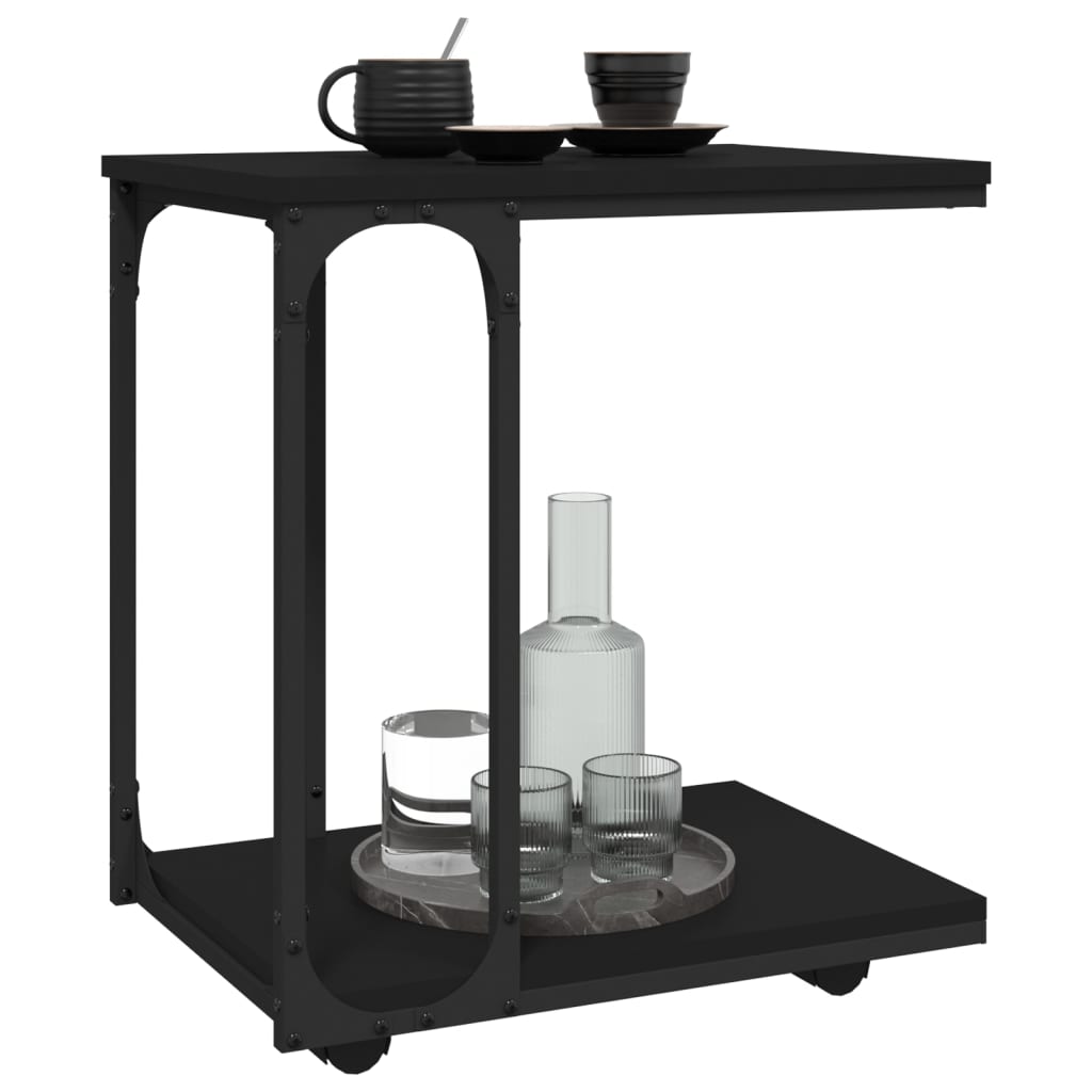 vidaXL Table d'appoint à roulettes Noir 50x35x55,5 cm Bois d'ingénierie