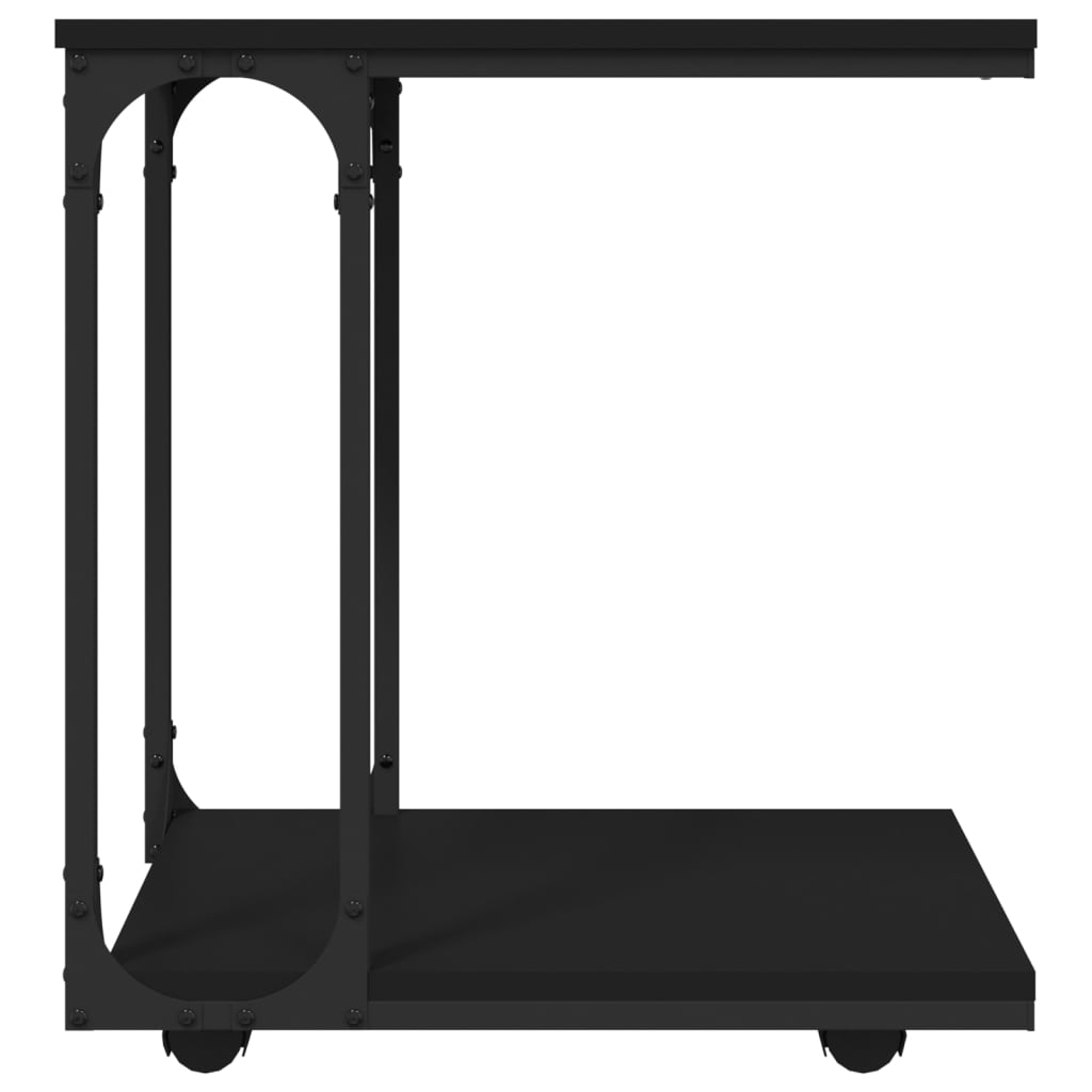 vidaXL Table d'appoint à roulettes Noir 50x35x55,5 cm Bois d'ingénierie