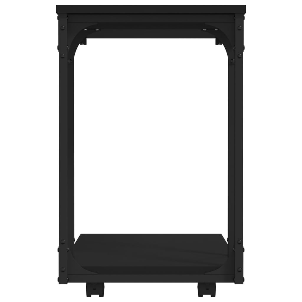 vidaXL Table d'appoint à roulettes Noir 50x35x55,5 cm Bois d'ingénierie