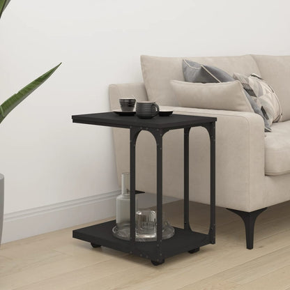 vidaXL Table d'appoint à roulettes Noir 50x35x55,5 cm Bois d'ingénierie