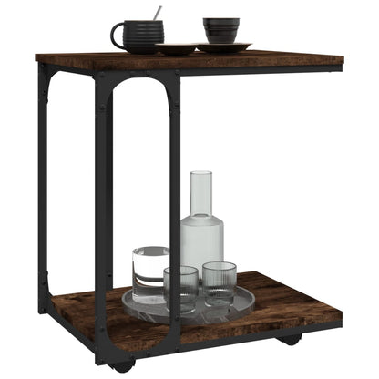 vidaXL Table d'appoint à roulettes chêne fumé 50x35x55,5 cm