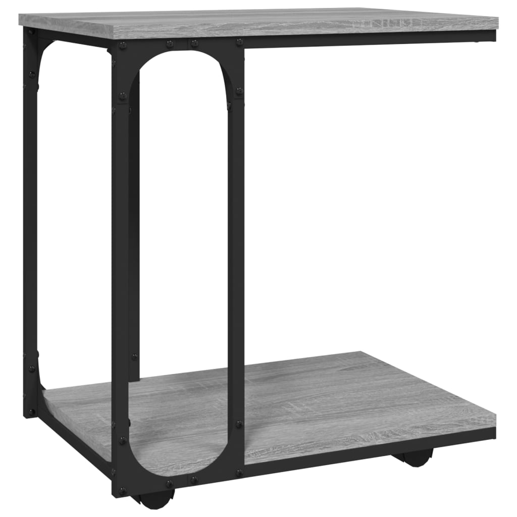 vidaXL Beistelltisch mit Rollen Grau Sonoma 50x35x55,5cm Holzwerkstoff