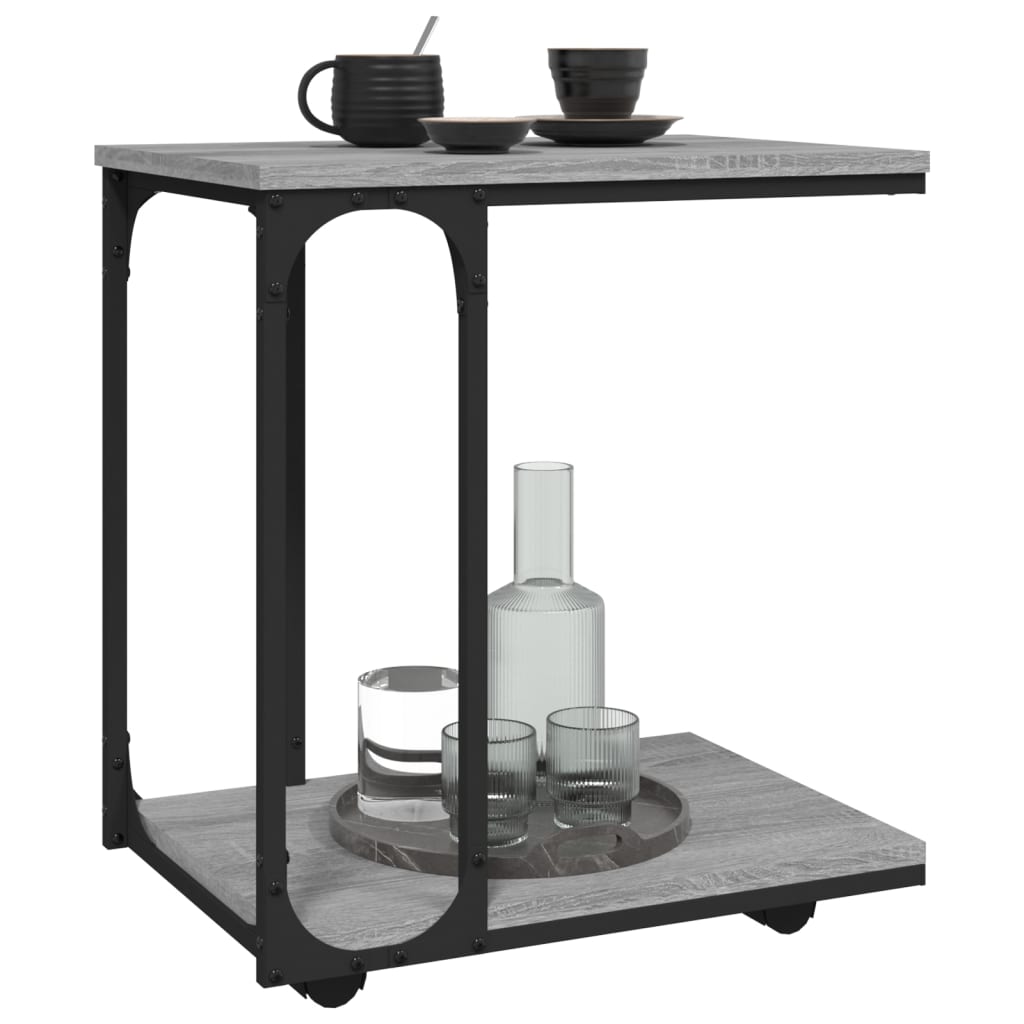 vidaXL Beistelltisch mit Rollen Grau Sonoma 50x35x55,5cm Holzwerkstoff