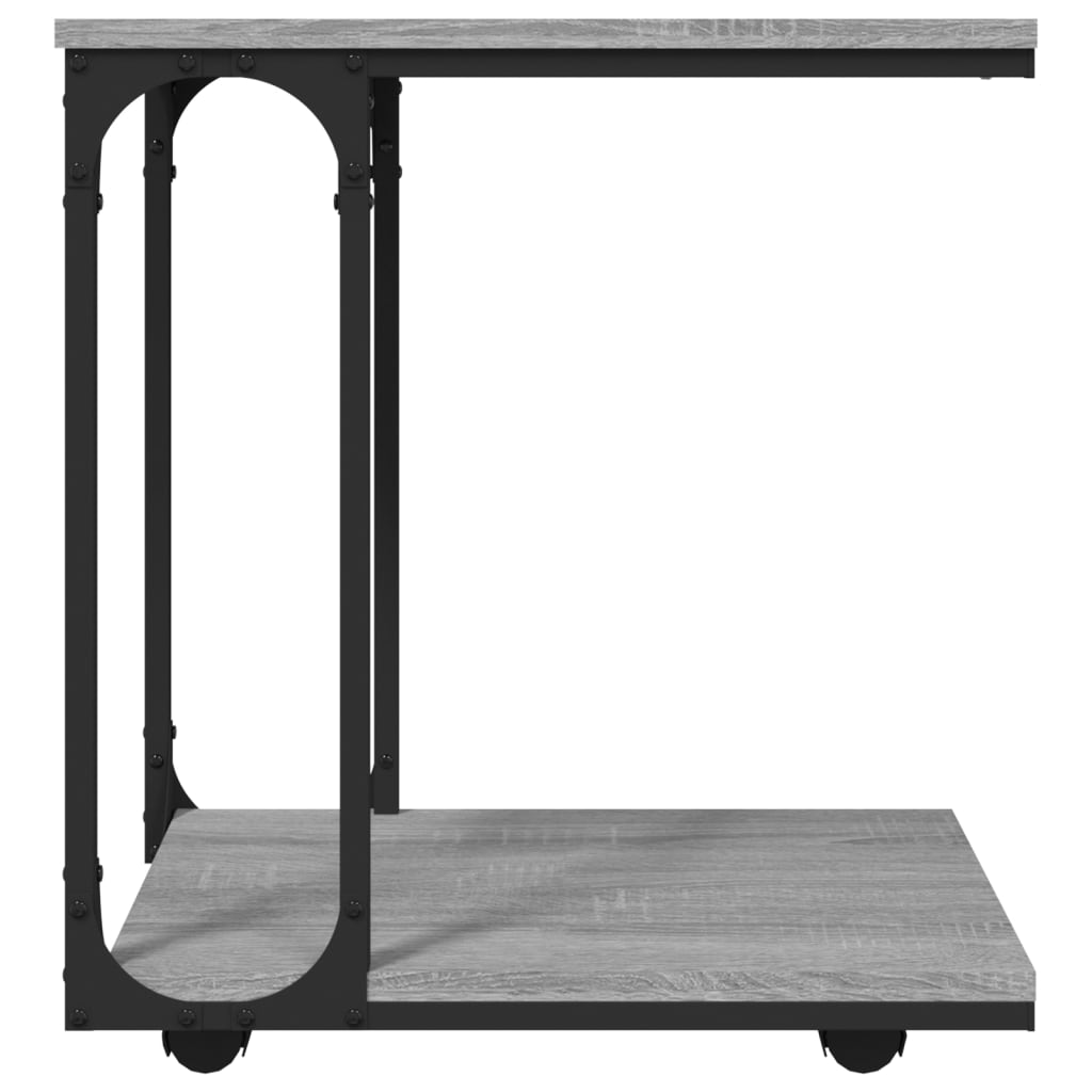 vidaXL Beistelltisch mit Rollen Grau Sonoma 50x35x55,5cm Holzwerkstoff