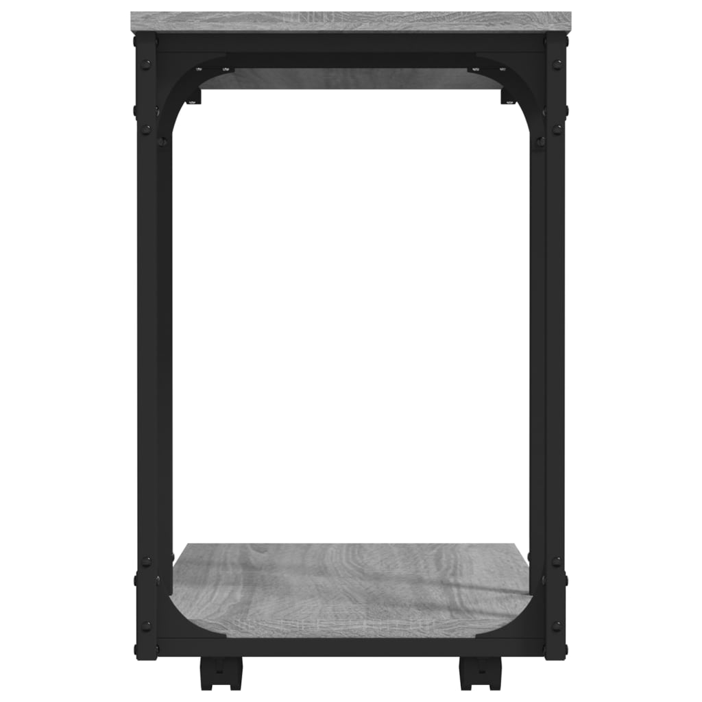 vidaXL Beistelltisch mit Rollen Grau Sonoma 50x35x55,5cm Holzwerkstoff