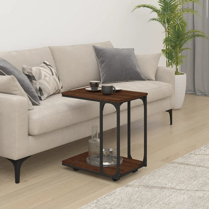 vidaXL Table d'appoint à roulettes aspect chêne marron 50x35x55,5 cm