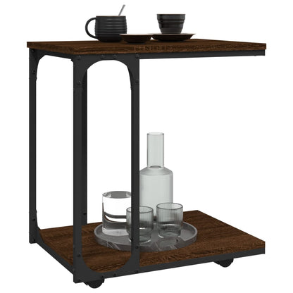 vidaXL Table d'appoint à roulettes aspect chêne marron 50x35x55,5 cm